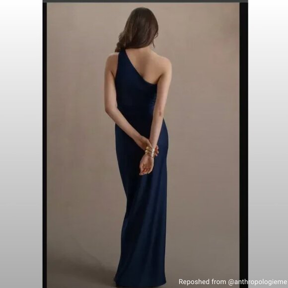 BHLDN Dylan One-Shoulder Satin Side-Slit Gown - Picture 2 of 4
